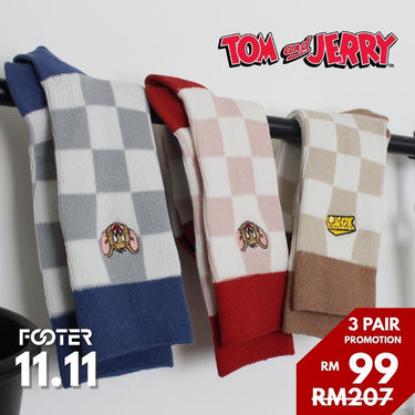 Tom and Jerry Cheese Tartan Plaid FOOTER Socks TJ01