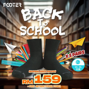 Back to School Promo Bundle (5 Pair) + Free FOOTER ABSORBENT TOWEL (1 Pcs)
